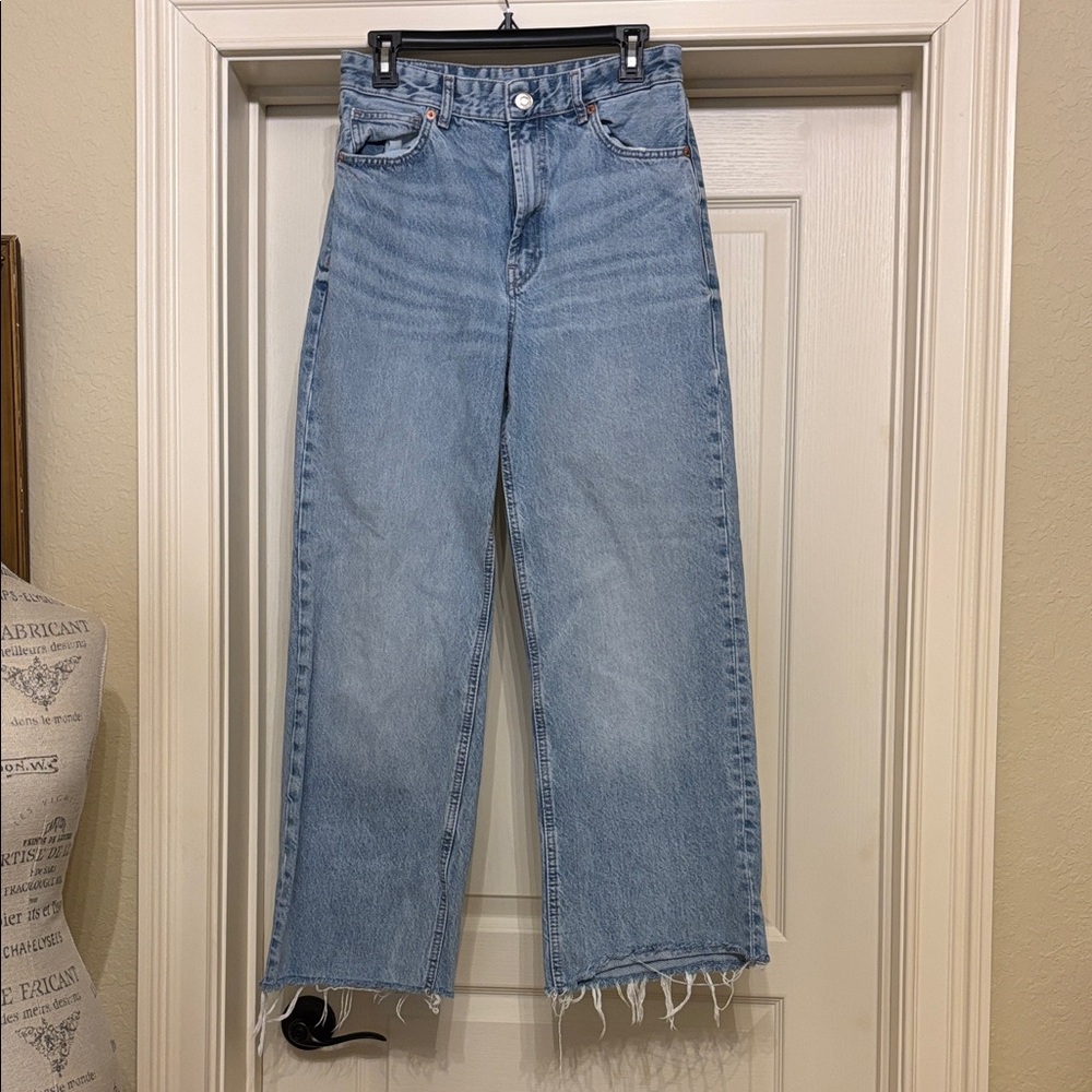 Zara Light Blue Wide Leg Jeans